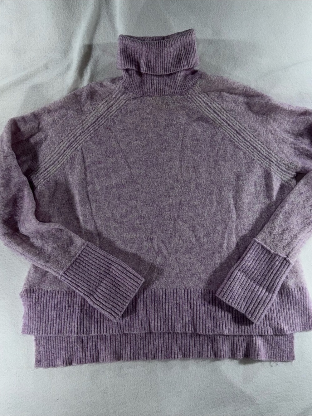 J. Crew Lavender Ribbed Turtleneck Sweater alpaca merino wool